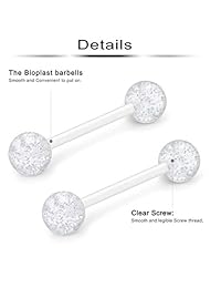 Ftovosyo 14G 0.630 in Brillante en la Oscuridad Flexible Acrílico Recto Lengüeta Tetón Anillo Retenedor del Cuerpo Piercing Joyería para Mujeres Hombres 6-36PCS