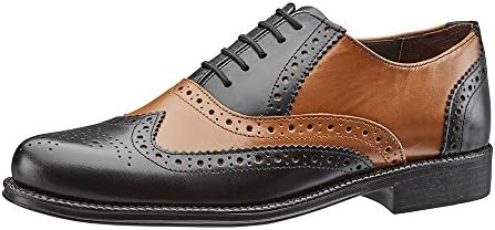 CLIFFORD JAMES Mens Real Leather Comfortable Two Tone Brogue with Leather or Rubber Sole in Black/Grey, Blue, Blue/Tan, Tan/Black Tan/Brown and Brown