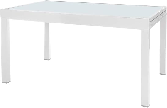 Mesa de jardín Extensible Aluminio Blanca de 74x135x90 cm - LOLAhome