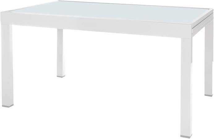 Mesa de jardín Extensible Aluminio Blanca de 74x135x90 cm - LOLAhome