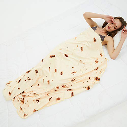 Adory Sweety Burritos Wrap Blanket, Food Creations Tortilla Blanket, Novelty Food Throw Blanket for Kids - Diameter 60 inches (Yellow-02, 60 inches)