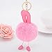 Girls Pink and White Flamingo Plush Keychain Pink Faux Rabbit Fur Keychain Handbag Tote Bag Charm Pendant Key Ring
