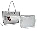 Zicac Waterproof Semi-clear Tote Bags Stripe PVC Shoulder Bag with Pouch (Silver)