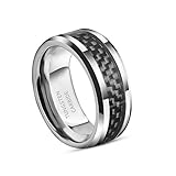 Classic 8MM Tungsten Carbide Wedding Band Rings for Men in Comfort Fit, Beveled Edges Engagement Ring