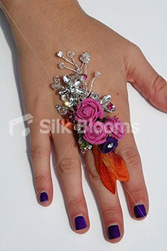 Amazon Com Silk Blooms Ltd Fuchsia Mini Rose Wedding Prom Ring Corsage W Crystal Brooch Home Kitchen
