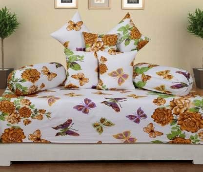 Home Elite 8-Piece 144 TC Cotton Diwan Set - Paisley, Multicolour