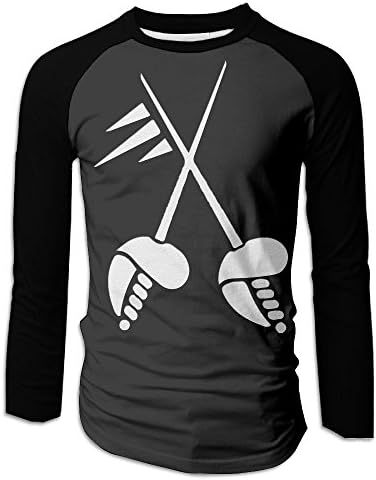 Men's Crossed Fencing Raglan Baseball T-Shirts 3/4 Sleeve Baseball Tees S