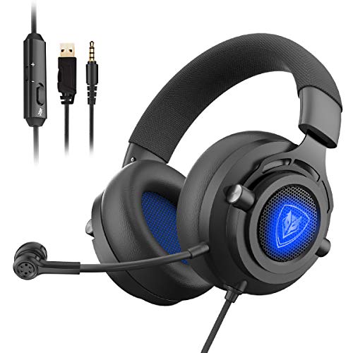 NUBWO N9PRO Gaming Headset, for PS4, Xbox One, Nintendo Switch, Mac, PC, Computer, Smartphone, Windows, LED Light, with Detachable Microphone, with Surround Sound Quality 3.5mm Volume Control, Black (Best Sound Quality Headset For Gaming)