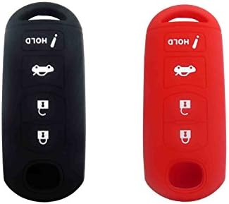 BAR Autotech Remote Key Silicone Rubber Keyless Entry Shell Case Fob and Key Skin Cover fit for Mazda 3 6 CX-7 CX-9 MX-5 Miata 4 Buttons (1 Pair) (Black+Red)