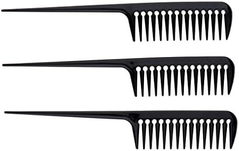 CUTICATE 3x Durable Plastic Teasing Comb w/Rat Tail Pick for Women Men - For Edge Control, Back Combing, Smoothing, and Styling Fine Hair to Create Volume