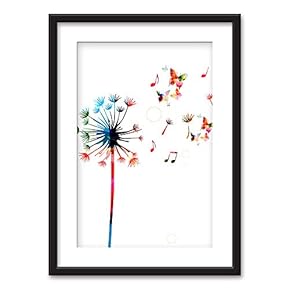 Black Paper Framed Canvas Wall Art for Living Room, Bedroom Dandelions Canvas Prints for Home Decoration Ready to Hanging - 23x31 inches