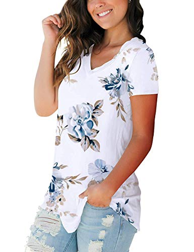 Womans Cute T Shirts V Neck Summer Tee Tops Women Floral Tee Tops