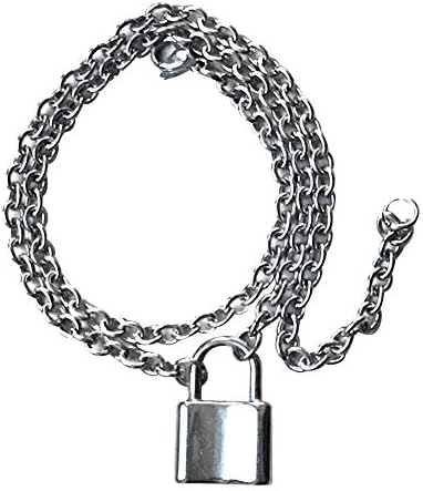 SEGRJ Vintage Men Women Stainless Steel Padlock Pendant Rolo Cable Chain Necklace Lock Pendant Necklaces Fashion Sweater Chain for Girls Women