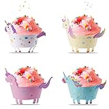 Unicorn Cupcake Wrappers + Toppers, Cute Cake Decorations for Girl Birthday Party Supplies, Baby Shower 4 Styles Set of 48- By Vajeme