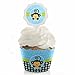 Blue Monkey Boy - Baby Shower or Birthday Party Cupcake Wrapper and Pick - Cupcake Decorating Kit - Set of 24