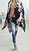 Geckatte Womens Floral Print 3/4 Sleeve Cardigan Kimono Capes Beach Cover Up Tops (Black, l)
