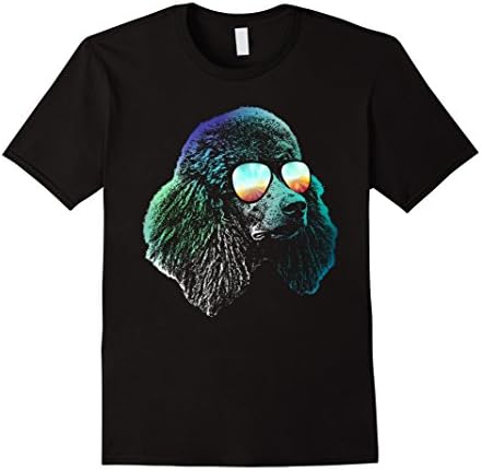 Mens Poodle Neon Dog Shirt Large Black