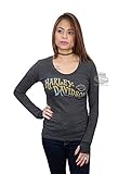 Harley-Davidson Womens Quality Riding B&S Charcoal Long Sleeve T-Shirt - MD