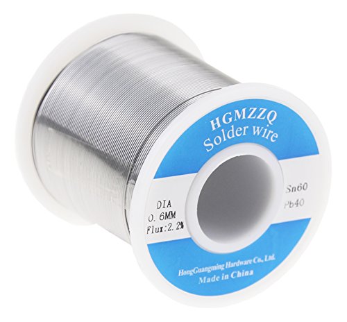HGMZZQ 60/40 Tin Lead Solder Wire with Rosin for Electrical Soldering 0.023inch (0.6mm-1lb)