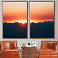 2 Piece Framed Canvas Wall Art Sunset in The Mountains Canvas Prints Home Artwork Decoration for Living Room,Bedroom - 16