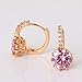 GULICX Yellow Gold Tone Pink Girls' Earrings Hoops Huggies Round Cubic Zirconia