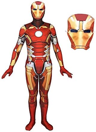 Iron Man Cosplay Costume Lycra Anime Costume 3D Digital Printing Tight Christmas Halloween Fancy Dress For Adult Wear Coat,XL