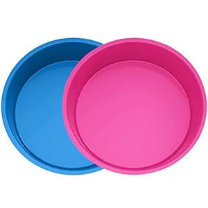 WENTS Siliconen bakvorm rond, 2 stuks cakevorm 20 cm rond, anti-aanbak- en snel losgemaakte bakvormen set voor laagcake…