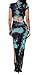 Bigyonger Women's Tie Dye Dress Vintage Short Sleeve Bodycon Cheongsam Dress