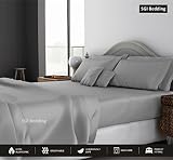 SGI bedding Short Queen Sheets Luxury Soft 100% Egyptian Cotton - Sheet Set for Short Queen Mattress Silver Gray Solid 600 Thread Count Deep Pocket