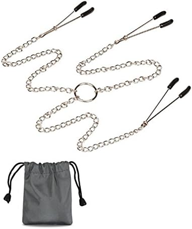 Six Styles Accessories Clamps Double Heads with Chain and Free Jewelry Bag (B Silver)