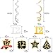 LINGTEER Happy 12th Birthday Decorations,12th Birthday Black with Gold Swirls Hanging Streamer Kit,Cheers to Twelve Years Old Bday Foil Party Photo Decorations Supplies.