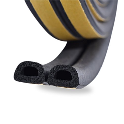 Door And Window Foam Seal Tape 2 PACK: Self-Adhesive EPDM Draft Stopper for Indoor and Outdoor Door Insulation Weather Strip, Gap Draught Blocker, Soundproofing Tape(10ft x 4 seals - Black)