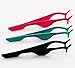 SOOKOO 3 Pieces Stainless Steel False Eyelashes Extension Applicator Remover Clip Tweezers Nipper Tool, Hot Pink+Black+Blue