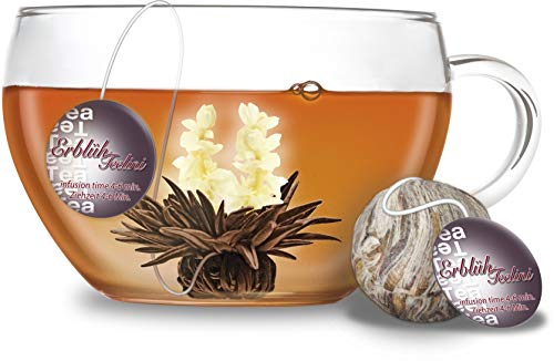 Creano Teeblumen Variation im exklusiven Tassenformat Erblühteelini als Probierset - 8 Teeblüten in 4 verschiedenen Sorten (Schwarzer Tee) – Bild 8