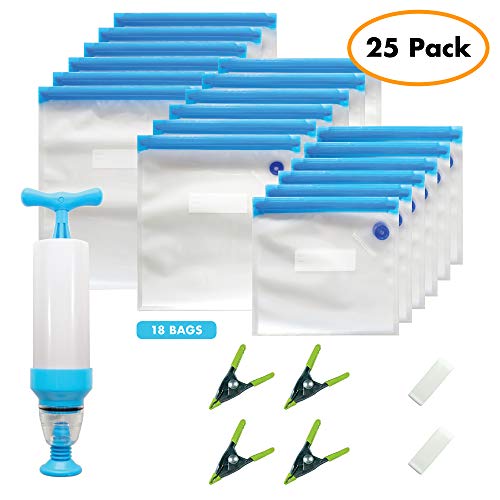 Sous Vide Bags Kit for Anova or Joule Cookers - 18 Reusable Food Vacuum Sealer Bags, 1 Hand Pump, 2 Bag Sealing Clips and 4 Sous Vide Clips - Practical for Food Storage and Cooking BPA Free - Thumbnail 7
