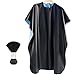 Queentools Waterproof Salon Nylon Cape, Barber Cape with Neck Duster for Hair Cutting, Black
