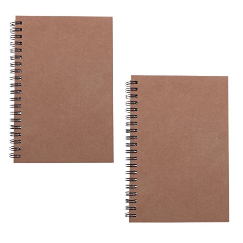 Soft Cover Spiral Notebook Journal 2-Pack, Blank Sketch Book Pad, Wirebound Memo Notepads Diary Notebook Planner with Unlined Paper, 100 Pages/50 Sheets, 7