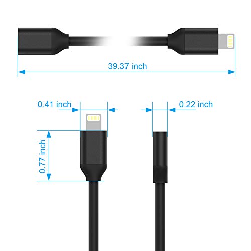 EMATETEK Extender Connector Cord Pass Video Audio Data and Charging. Female to Male Port 3Feet Black Extension Cable Made of Aluminum and PVC. - Thumbnail 6