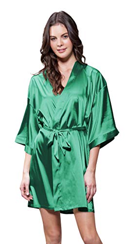Turquaz Linen Satin Kimono Bridesmaids Robe (XX-Large, Lush Meadow Green)