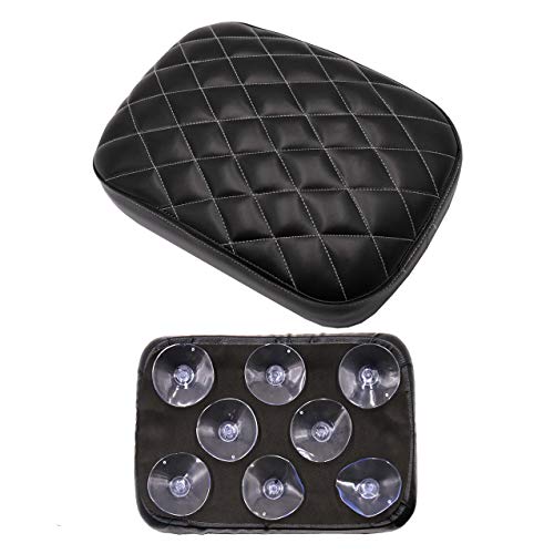 ZeeKee Motorcycle 8 Suction Cup Seat, Motorcycle PU Leather Suction Cup Rear Pillion Passenger Pad Seat for Harley Dyna Sportster Softail Touring - Thumbnail 3