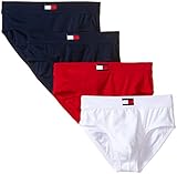 Tommy Hilfiger Men's Cotton Hip Brief, Mahogany, X-Large (Pack of 4)