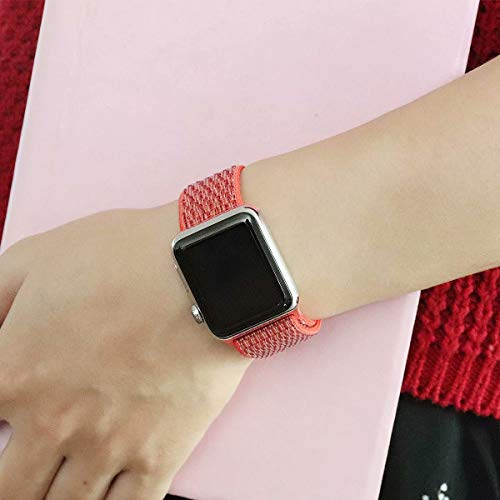 QIENGO Compatible for Apple Watch Band 42mm 44mm, New Nylon Sport Loop, Adjustable Closure Wrist Strap, Replacement Band Compatible for iWatch Series 4 3 2 1(42mm 44mm, Nectarine) - Thumbnail 4