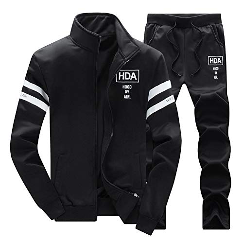 MANTORS Men's Full Zip Tracksuit Casual Jogging Sweatsuits Activewear 2 Piece Set EM75 Black XL