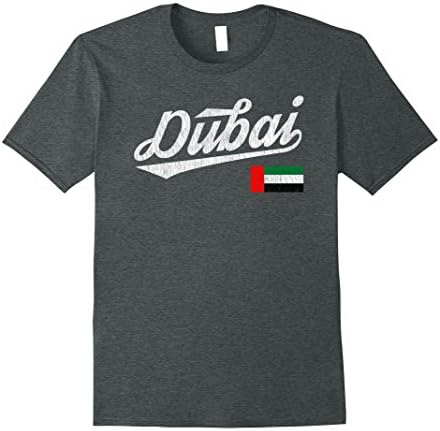 Mens Dubai UAE Flag Distressed Vintage T-Shirt 3XL Dark Heather
