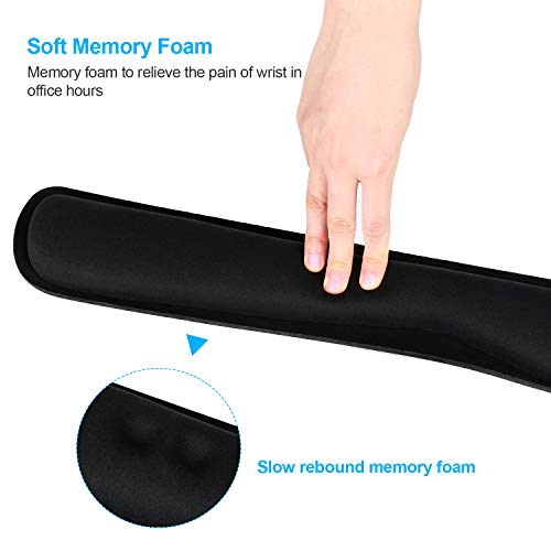 Memory Foam Keyboard and Mouse Wrist Rest, HENVREN Lightweight Pad Support for Easy Typing&Pain Relief, Durable&Comfortable Wrist Cushion Fit for Office,Computer and Home(Black) - Thumbnail 2