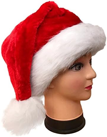 KEPATO Plush Christmas Santa Hat Plush Cap Merry Christmas Hat Party Supplies for Adults