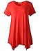 Lanmo Womens Swing Tunic Tops Loose Fit Comfy Flattering T Shirt (XL, Red)