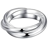 BOHG Jewelry Womens 925 Sterling Silver Plated Triple Interlocked Rolling Eternity Ring Love Wedding Band