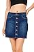 Wax Women's Juniors Cute Button Down Denim Mini Skirt (S, Dark Denim)