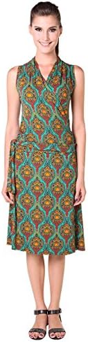 Chic Mariposa Semi Wrap Baroque Printed Women’s Summer Dress - Green - S
